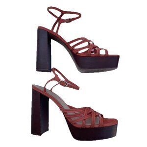 Vince Camuto Women’s Size 7 Multi Ties Strap Woven Platform heels ORANGE